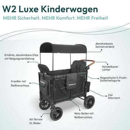 WonderFold W2 Luxe KinderVan Bollerwagen – Volcano Black