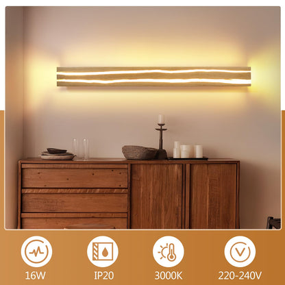 ZMH LED Wandleuchte Holz 100CM – Warmweiss innen