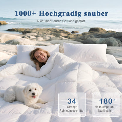 APSMILE Daunendecke 200x200 - Ganzjahres, Bio-Baumwolle, Weiss