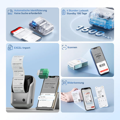 NIIMBOT B1 Etikettendrucker Bluetooth Thermodrucker Silber