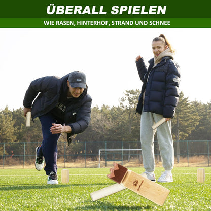 SunNordic Kubb Wurfspiel Set aus Gummibaumholz mit Tragetasche