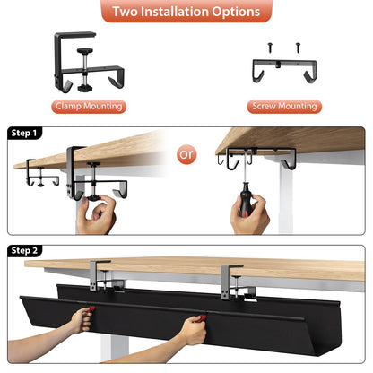 Univivi Kabelnetz Schreibtisch 120cm – Klemmbar ohne Bohren