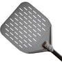 AMZBBQ Pizzaschieber perforiert aus harteloxiertem Aluminium, 40 cm, mit langem Stiel