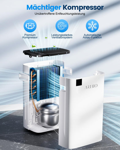 ARIBIO Luftentfeuchter elektrisch 20L/Tag PD08C-20 mit Ablaufschlauch