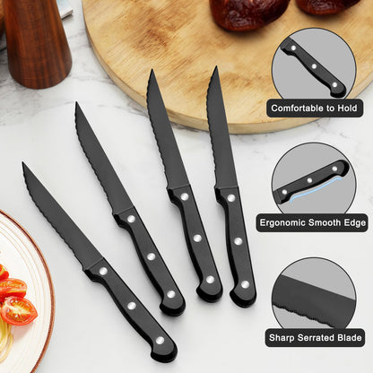 Pleafind Besteck Set 12 Personen, 72-teilig, Edelstahl, schwarz