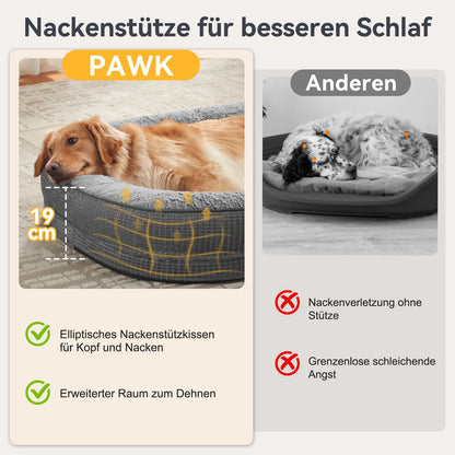 Pawk Orthopädisches Hundebett 89x63 cm, Memory Foam, waschbar, grau