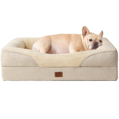 EHEYCIGA Orthopädisches Hundebett Memory Foam - Beige 76x51x16.5cm. Beiges, rechteckiges Memory Foam Bett für Hunde. Unterstützt Gelenke und Wirbelsäule.