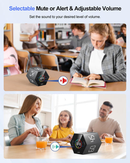 Ticktime Pomodoro Timer Cube, digitaler Countdown-Timer, Grau