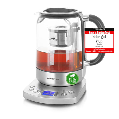 Emerio WK-122248 Glas Teekocher Wasserkocher - Schwarz/Silber