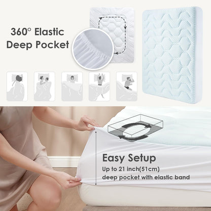 EHEYCIGA Gel Topper 180x200 cm, Memory Foam Matratzentopper, weiss