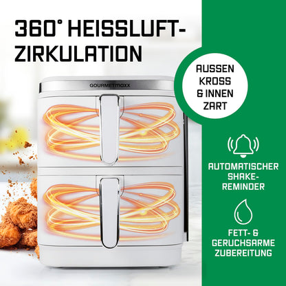 GOURMETmaxx FryUp vertikale Doppelkammer-Heissluftfritteuse 10L