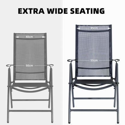 CCLIFE Breeze Gartenstuhl 2er Set Hochlehner Klappbar – Dunkelgrau