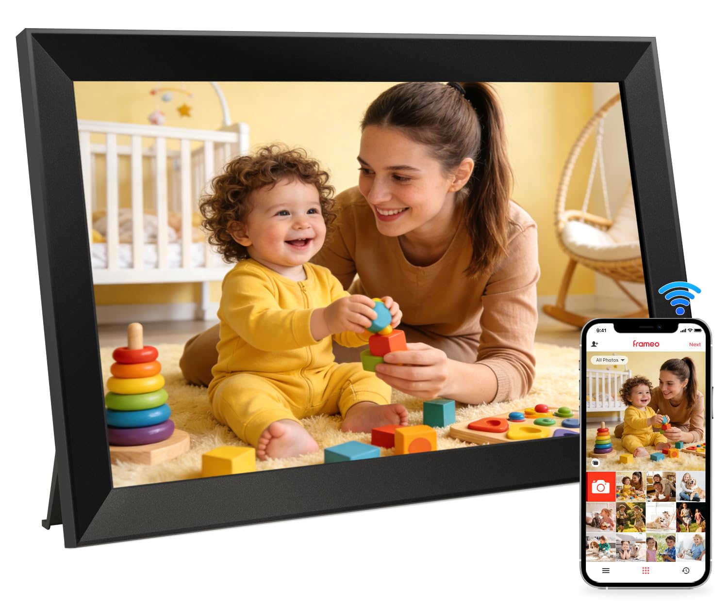 Ekasoco Frameo Digitaler Bilderrahmen 10,1 Zoll WLAN Touchscreen 32GB mit IPS-Display