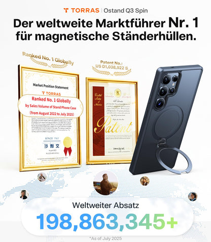 TORRAS Ostand Q3 Spin Hülle für Samsung Galaxy S25 Ultra Schwarz