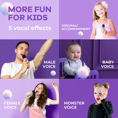 YLL Mini Kinder Karaoke Maschine K1-L mit 2 Mikrofonen, Lila