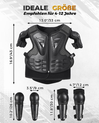 yeesport Kinder Schutzset: Brustpanzer, Knie- und Ellenbogenschutz