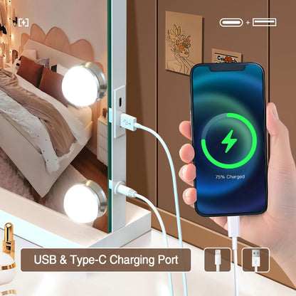 halumao Hollywood Schminkspiegel - 58x48 cm, 15 Lampen