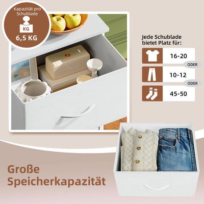 Somdot Kommode mit 5 Stoffschubladen, Schubladenschrank, Weiss