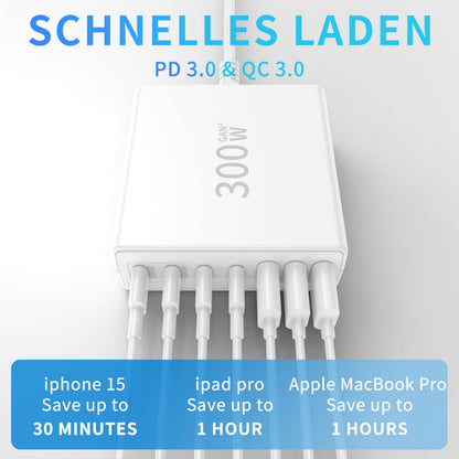 FINIBO S10 300W USB-C Ladegerät 7-Port, 4x USB-C, 3x USB-A weiss