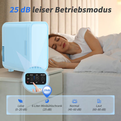 YASHE Mini-Kühlschrank 6 Liter Tragbar Thermoelektrisch - Blau