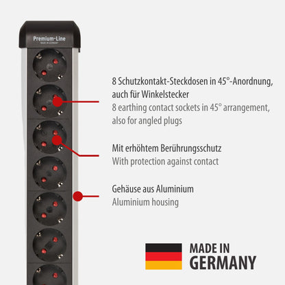 Brennenstuhl Premium-Protect-Line Steckdosenleiste 8-fach, Überspannung