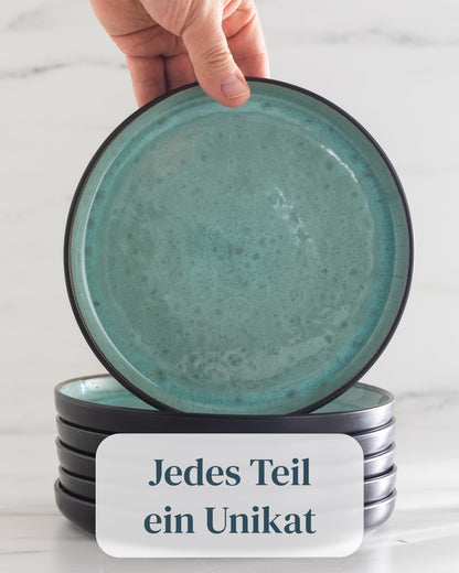 Pure Living Ibiza Steingut Geschirrset 48 tlg. Salbeigrün