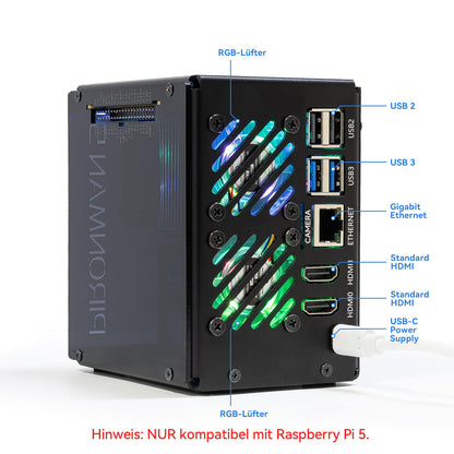 SUNFOUNDER Pironman 5-MAX Gehäuse für Raspberry Pi 5 mit Dual NVMe M.2