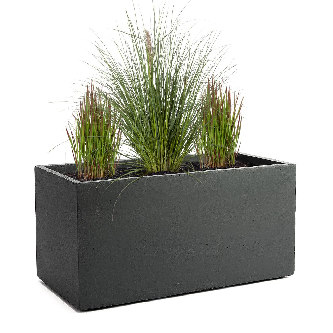 Pflanzwerk Pflanzkübel TUB Anthrazit 30x60x30 cm Fiberglas, rechteckige Steinoptik, für innen und aussen