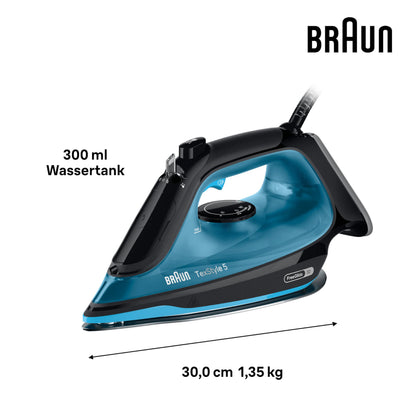 Braun TexStyle 5 SI5256 BL Dampfbügeleisen, 2600 W, Schwarz/Blau
