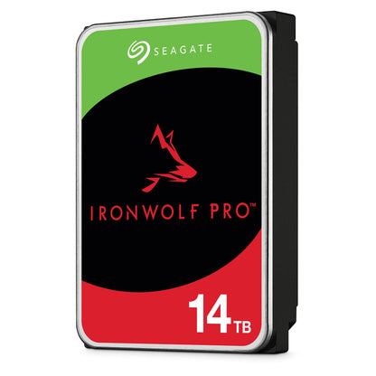 Seagate IronWolf Pro 14TB NAS Festplatte ST14000NE0008. Rechteckige, silberfarbene HDD. Für Network Attached Storage (NAS) Systeme optimiert. Bietet hohe Speicherkapazität für RAID-Systeme.
