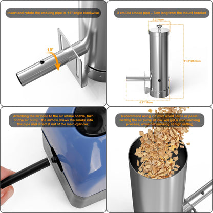 DOBADN Kaltrauchgenerator 304 Edelstahl – Elektrisch Tragbar
