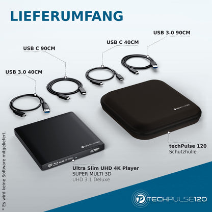 techPulse120 Imperator USB-C 4K Blu-ray Brenner - Alu Schwarz