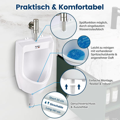 Kunststoff Pissoir Wandurinal Herren – Weiss PVC inkl. Schlauch