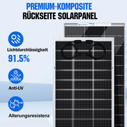 ECO-WORTHY 195W Bifacial Solarpanel Monokristallin 18V
