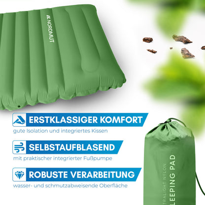NORDMUT Isomatte Selbstaufblasend 10cm Camping - Grün