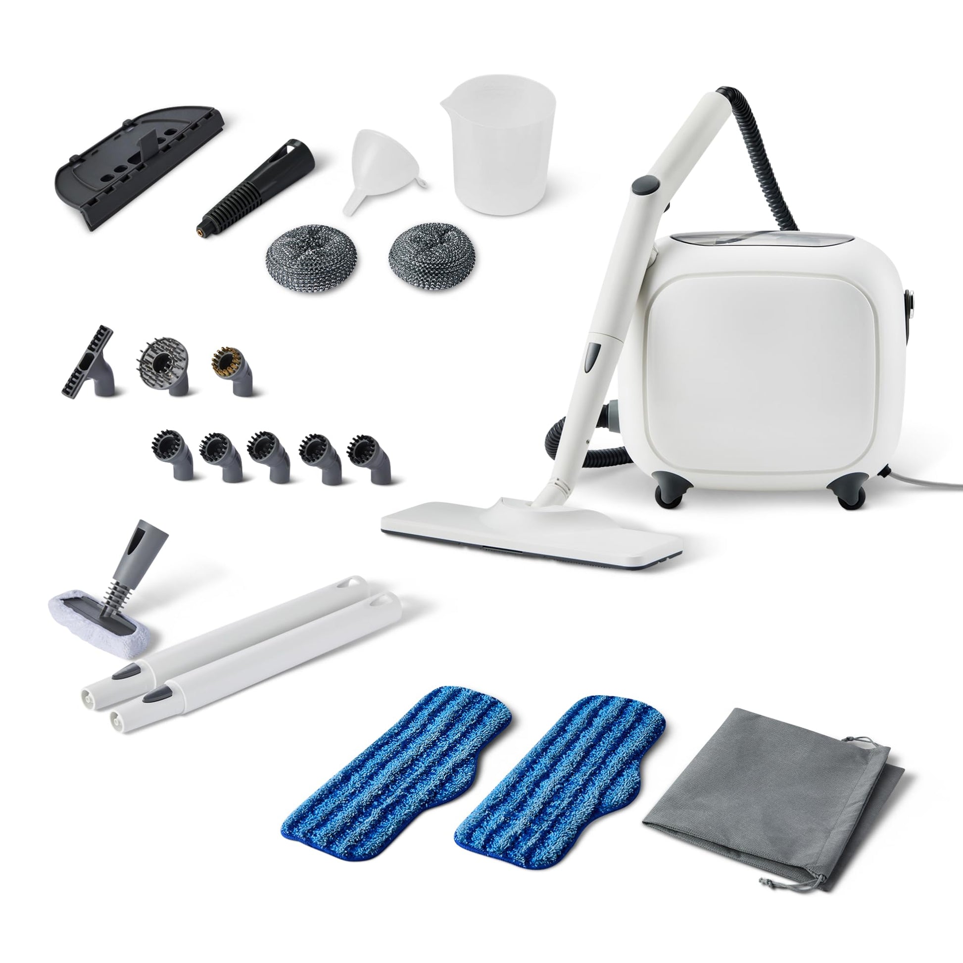 Amazon Basics Mehrzweck-Dampfreiniger 1500 W, 1,5-Liter-Tank, weiss, mit flexiblem Dampfschlauch