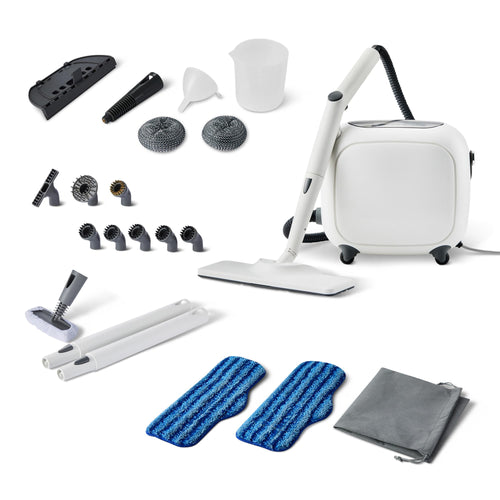 Amazon Basics Mehrzweck-Dampfreiniger 1500 W, 1,5-Liter-Tank, weiss, mit flexiblem Dampfschlauch