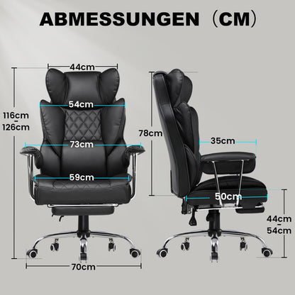 GTPLAYER Gaming Stuhl GT205-IE mit Fussstütze, Leder Schwarz