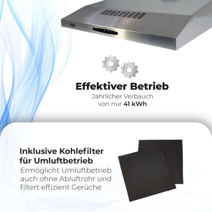 YUNA Mila KUBH 60205 Unterbau Dunstabzugshaube - Edelstahl 60 cm