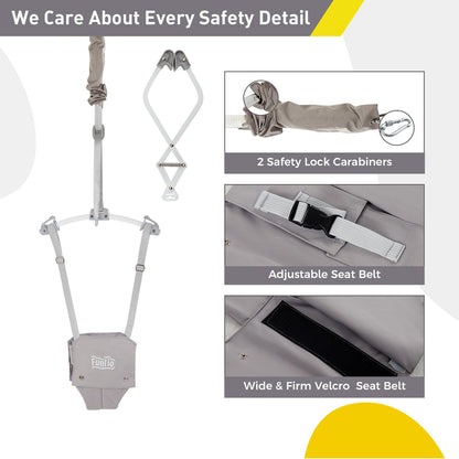 FUNLIO Babytürhopser mit Türklemme 6-24 Monate – Grau