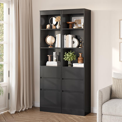 FORABAMB Badezimmerschrank Hochschrank 180 cm, 3 Schubladen, Schwarz