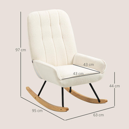 HOMCOM Schaukelstuhl Relaxsessel – Sherpa-Vlies Cremeweiss