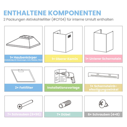COMFEE' CHT 3.6B Dunstabzugshaube 60cm Umluft & Abluft