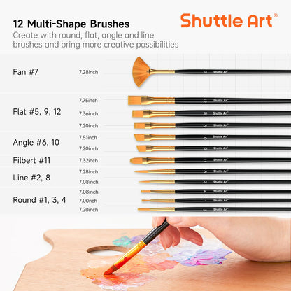 Shuttle Art Acrylfarben Set, 50 Farben à 60 ml, wasserfest, ungiftig
