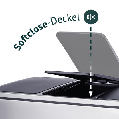 SVITA TM3X18 Treteimer 54L Edelstahl Silber Mülltrennung