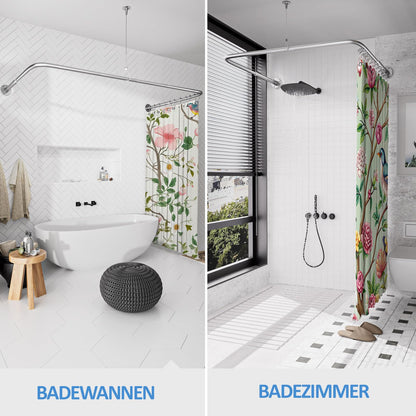 HomeLiving Duschstange U/L-Form verstellbar silber Deckenstütze