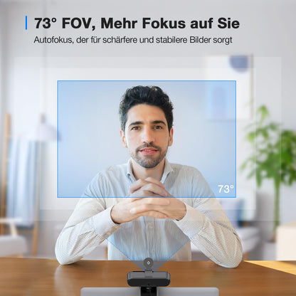 EMEET C960 4K UHD Webcam - Dual Mic, Auto-Lichtkorrektur, Abdeckung