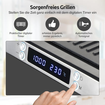 Olvy Sandwichmaker XXL, 3-in-1 Kontaktgrill mit Antihaftplatten