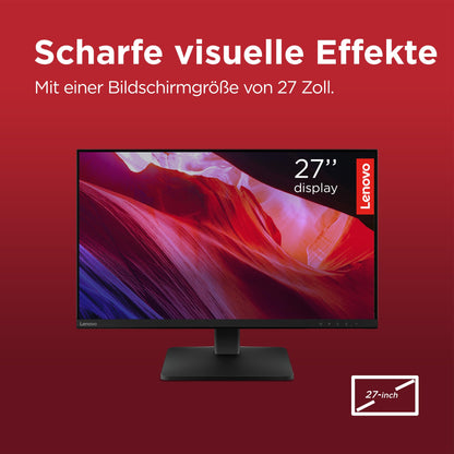 Lenovo L27qe 27 Zoll QHD Monitor, IPS, 100 Hz, Raven schwarz