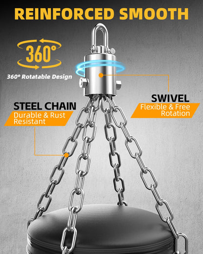 ASBRAVO Boxsack 4ft ungefüllt Trainingsset – Schwarz